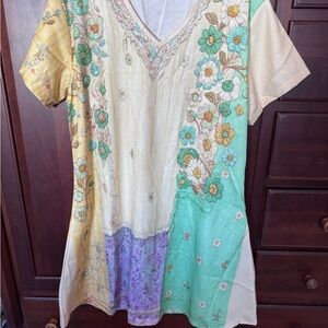 Floral Patchwork V-Neck Top